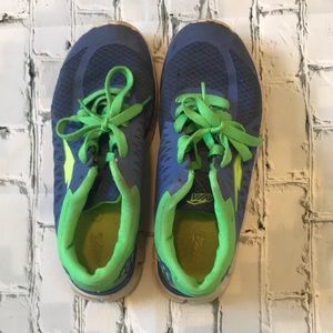 Purple and Green Tennis Shoes